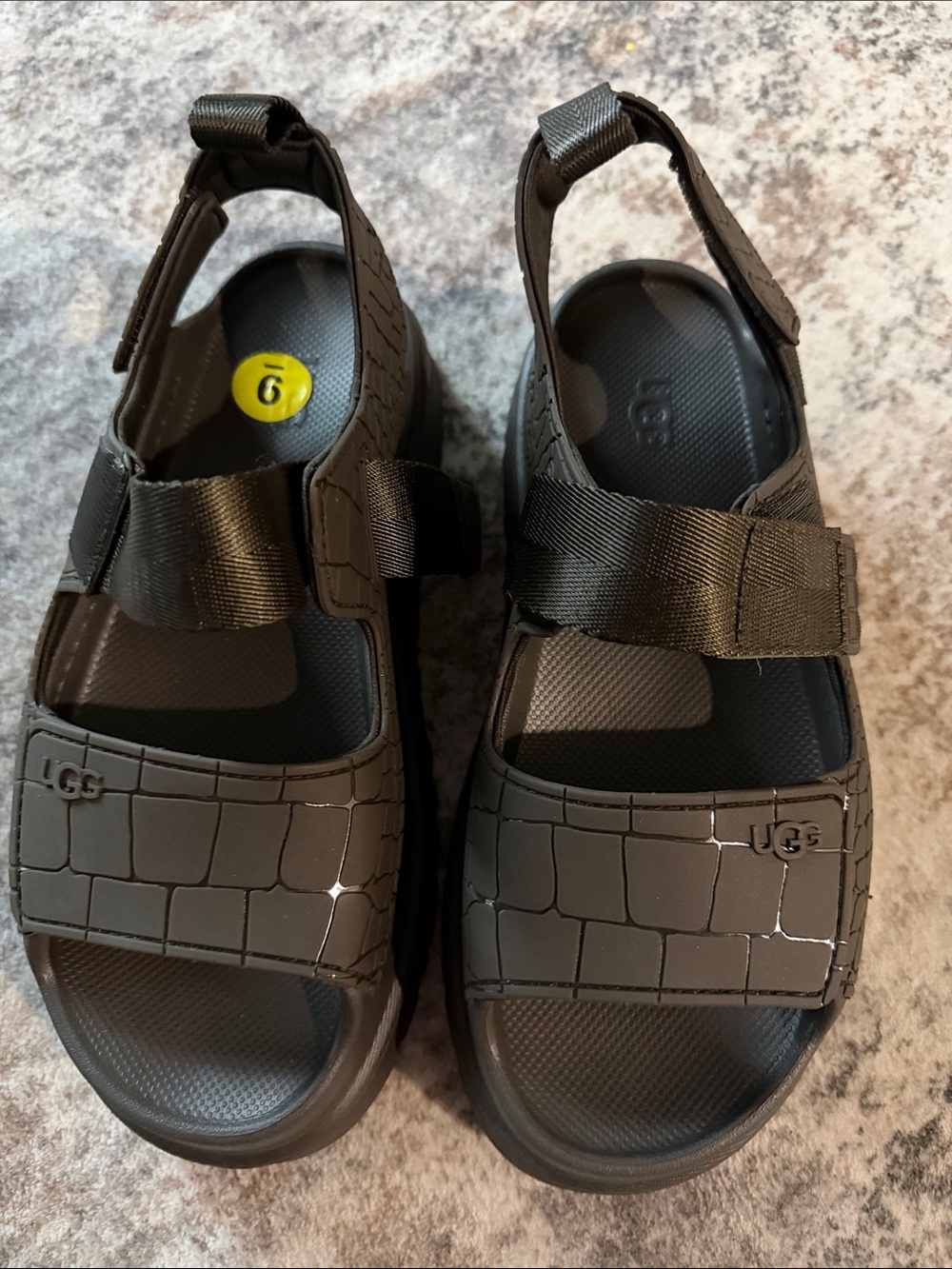UGG Kids Black Croc-Texture Sport Sandals